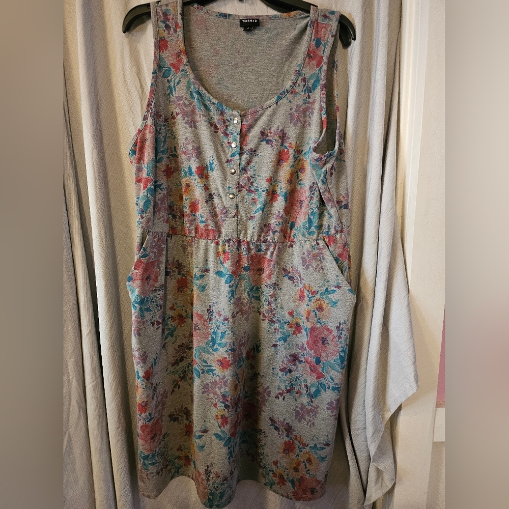 Torrid Floral Sleeveless Dress with Pockets